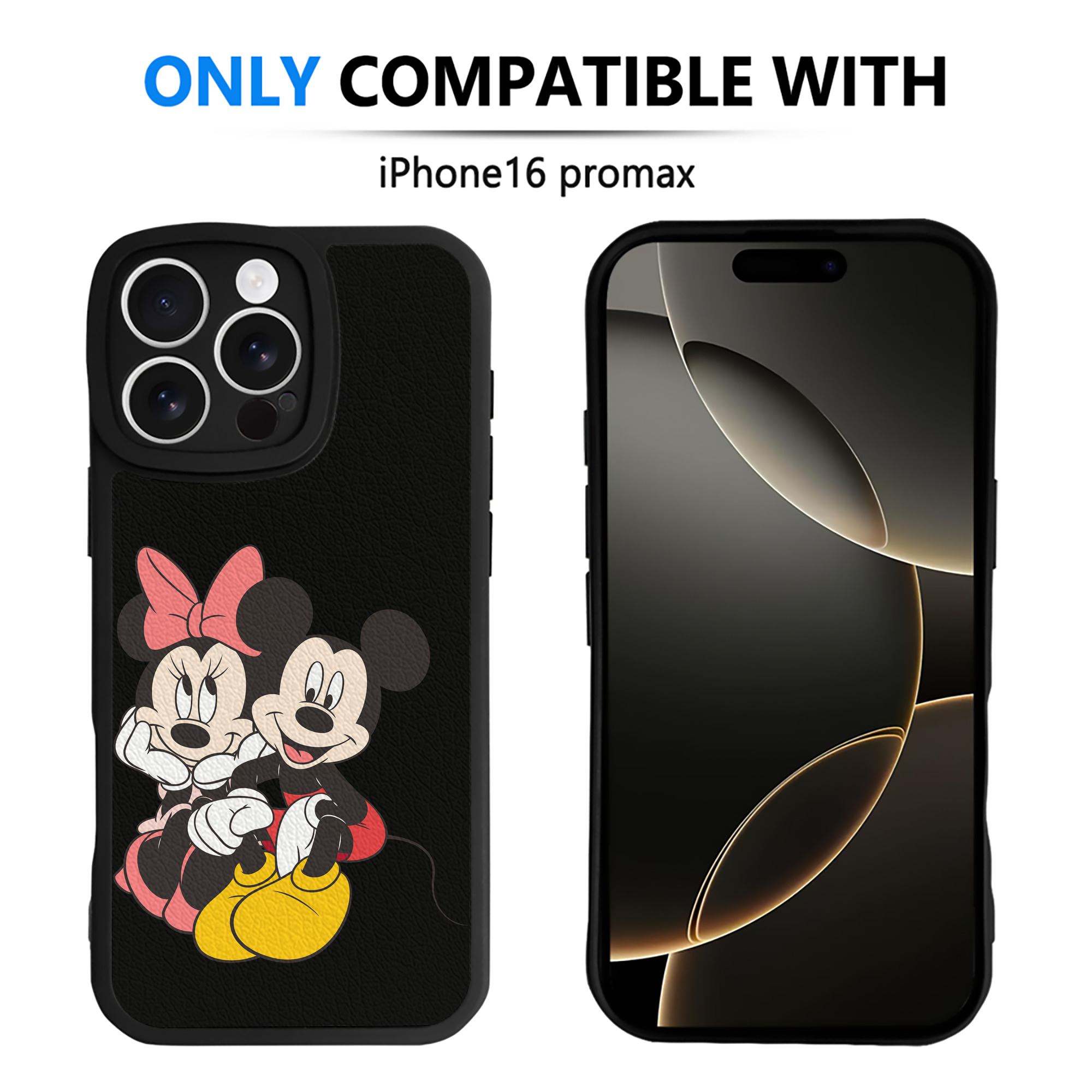 （画像用） ミッキーマウス Mickey Mouse 【iPhone 16シリーズ対応】シリコンスマホケース（レザー調） 材質：シリコン